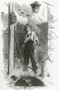 Gavroche, 19. Jahrhundert (bw Gravur) von Emile Antoine Bayard