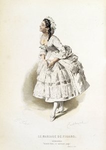 Suzanne in „Le mariage de Figaro“ - in „Oeuvres complètes de Beaumarchais“, Zeichnungen von Emile Bayard, ed. Laplace Sanchez & cie, Paris von Emile Antoine Bayard
