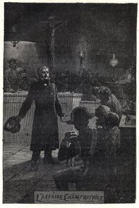 Der Fall Champmathieu: Monsieur Madeleine enthüllt seine wahre Identität im Prozess gegen einen armen Mann, Champmathieu, seinen Doppelgänger, um zu verhindern, dass er an seiner Stelle verurteilt wird - Illustration von Émile Bayard für „Die Elenden“