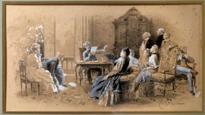Schriftsteller Alexandre Dumas Jr. (1824-1895) liest seine Werke von Emile Antoine Bayard