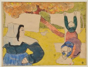 Bretoninnen beim Wäscheaufhängen von Emile Bernard