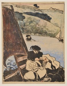 Bretonen in einem Boot auf dem Aven von Emile Bernard
