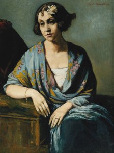 Porträt einer jungen Frau, die sich auf ihren Ellbogen stützt, 1928 von Emile Bernard