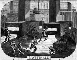 Forges de la Franche Comté: Raffinierung mit Puddelöfen. Fabrik von Fraisans, Jura (39) von Emile Bourdelin