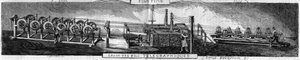 Galvanisierung von Eisen und Telegrafendrähten in der Grenelle-Fabrik durch die Franche-Comté-Schmiedegesellschaft. Gravur von Emile Bourdelin in „The Illustrous World“ Nr. 93 vom 22. Januar von Emile Bourdelin
