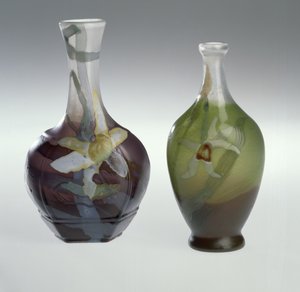 Marqueterie sur verre und gravierte Vase, ca. 1900 von Emile Galle