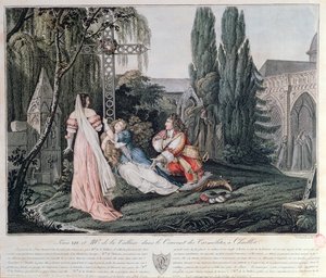 Ludwig XIV. verfolgt Louise de la Valliere, die nach einem Streit 1662 mit dem König im Karmeliterkloster in Chaillot Zuflucht gesucht hatte von Emile Jean Horace Vernet
