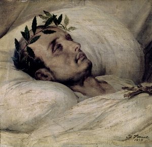Napoleon I. (1769-1821) auf seinem Sterbebett von Emile Jean Horace Vernet