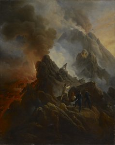 Der Vesuv bricht aus, der Künstler und sein Vater, Carle Vernet, im Vordergrund