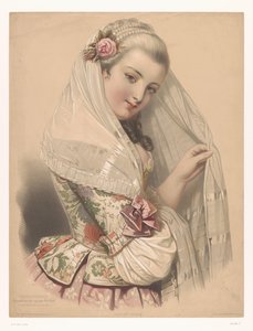 Verschleierte junge Frau mit einer Rose im Haar