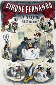 Cirque Fernando: Der schreibende Barbier - Plakat von Lévy, Ende des 19. Jahrhunderts