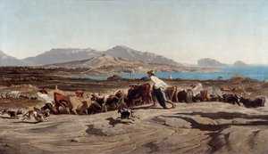 Ansicht von Marseille, Aygalades auf einem Spaziergang - Gemälde von Emile Loubon (1809-1863)