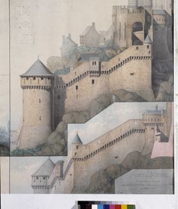 Ansicht der Maschikulis zwischen dem Nordturm und dem Claudine-Turm von Mont Saint Michel. Zeichnung von Emile Sagot. Städtisches Museum von Avranches (Manche) von Emile Sagot