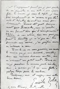 Brief von Zola an Edouard Manet (1832-83), 1868
