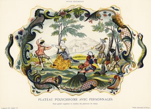 Platte mit Figuren im Felsenstil, Rouen (Chromolithographie) von Emilie Pottier