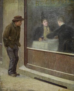 Reflexionen eines hungrigen Mannes oder soziale Kontraste, 1894 von Emilio Longoni