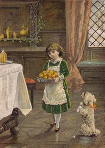 Mädchen mit einer Schale Obst (Chromolithografie) von Emily Jane Harding Andrews
