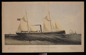 Zwillingsschrauben-Kanonenboot der Vereinigten Staaten. Spirea. Gebaut von Saml H Pouk Fairhaven Conn. 1864... (Farblithografie) von Endicott Endicott