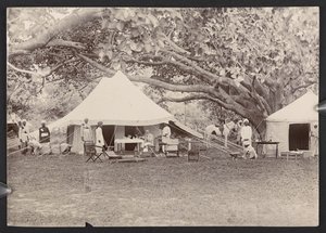 J.J. Cotton in Topi und Zelt (s/w Foto) von English Photographer