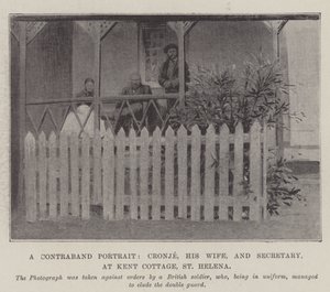 Ein Schmuggelporträt, Cronje, seine Frau und Sekretär, im Kent Cottage, St. Helena von English Photographer