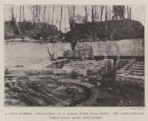 Ein Schweizer Pompeji, Ausgrabung einer römischen Stadt in der Nähe von Basel, das Amphitheater, das 10.000 Zuschauer fasste