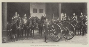 Eine Truppe der 10. Husaren mit Nordenfeldt-Kanone von English Photographer