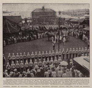 Admiral Dewey in Colombo, der Admiral dankt Oberst Savage für die Ehrenwache von English Photographer
