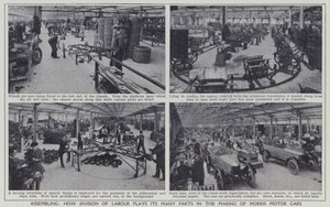 Montage, Wie Arbeitsteilung ihre vielen Rollen bei der Herstellung von Morris-Motorwagen spielt von English Photographer