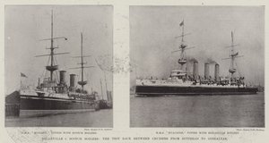 Belleville gegen Scotch Boilers, das Test-Rennen zwischen Kreuzern von Spithead nach Gibraltar von English Photographer