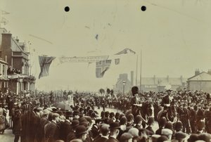 Blackwall Tunnel: Zeremonie zur Eröffnung des Tunnels durch den Prinzen von Wales, später König Edward VII., und Prinzessin Alexandra, 1897