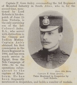 Kapitän F. Gore Anley, zweimal in Berichten von Lord Roberts erwähnt von English Photographer