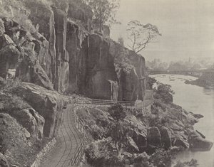 Cataract Gorge, zeigt die Cataract Brücke von English Photographer