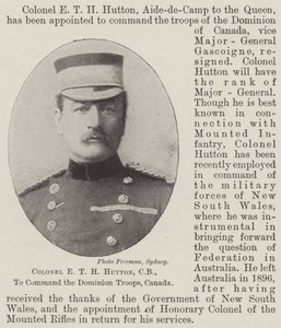 Colonel E. T. H. Hutton, CB, zum Kommandeur der Dominion-Truppen, Kanada ernannt von English Photographer