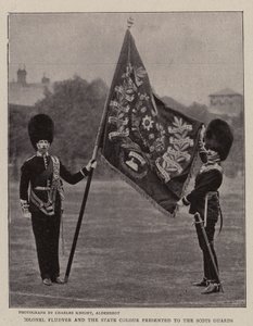 Oberst Fludyer und die Staatsfarbe, die den Scots Guards überreicht wurde von English Photographer