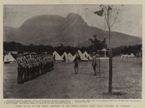 Eifrig an die Front zu gehen, Rekruten der South African Light Horse üben in Rosebank