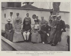 General Mahon (der Mafeking entlastete) und andere Offiziere an Bord der Briton von English Photographer