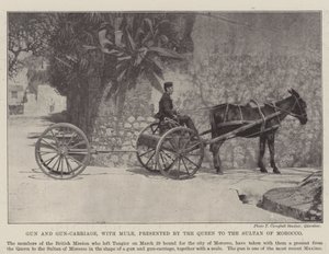 Kanone und Kanonenwagen mit Maultier, von der Königin dem Sultan von Marokko geschenkt von English Photographer