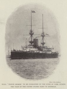 HMS Prince George, die vom Herzog von York während des Besuchs der US-Flotte in Spithead kommandiert wird von English Photographer