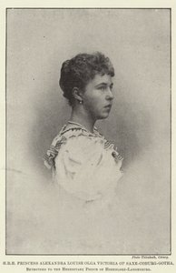 Ihre Königliche Hoheit Prinzessin Alexandra Louise Olga Victoria von Sachsen-Coburg-Gotha, verlobt mit dem Erbprinzen von Hohenlohe-Langenburg von English Photographer