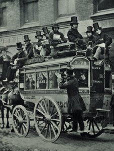 Pferdeomnibus der London Bridge Railway mit Passagieren, 1880