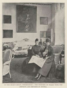 Im Arbeitszimmer des Zaren, Fredensborg, die Prinzessin von Wales mit dem Kaiser und der Kaiserin von Russland von English Photographer