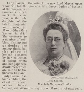 Lady Samuel, neue Lady Mayoress von London von English Photographer