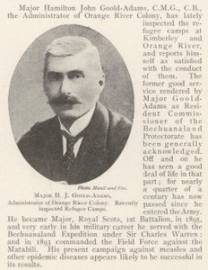 Major H. J. Goold-Adams, Administrator der Orange River Colony, kürzlich Inspektion der Flüchtlingslager von English Photographer