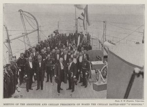 Treffen der argentinischen und chilenischen Präsidenten an Bord des chilenischen Schlachtschiffs OHiggins