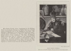 Miss Baden-Powell, verlobt mit Sir W Berry, Sprecher des Kap-Parlaments von English Photographer