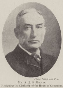 Herr A J S Milman, Rücktritt vom Amt des Sekretärs des Unterhauses von English Photographer