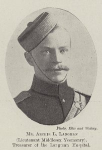 Herr Archie L Langman, Leutnant der Middlesex Yeomanry, Schatzmeister des Langman-Hospitals von English Photographer