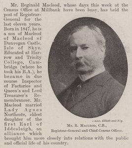 Herr R Macleod, CB, Generalregisterführer und Hauptzensusbeamter von English Photographer