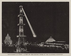 Fotografie bei Nacht, ein Blick auf den Elektrischen Turm bei der Kalifornien-Ausstellung