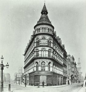 Queen Victoria Street, Mansion House Street Ecke von Poultry und Queen Victoria Street, London, 1880 von English Photographer